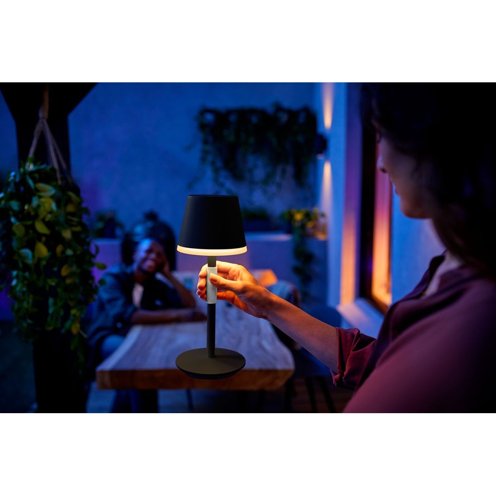 Lampa portabila smart PHILIPS HUE Go 8719514404595, Bluetooth, lumina RGB, 6.2W, negru