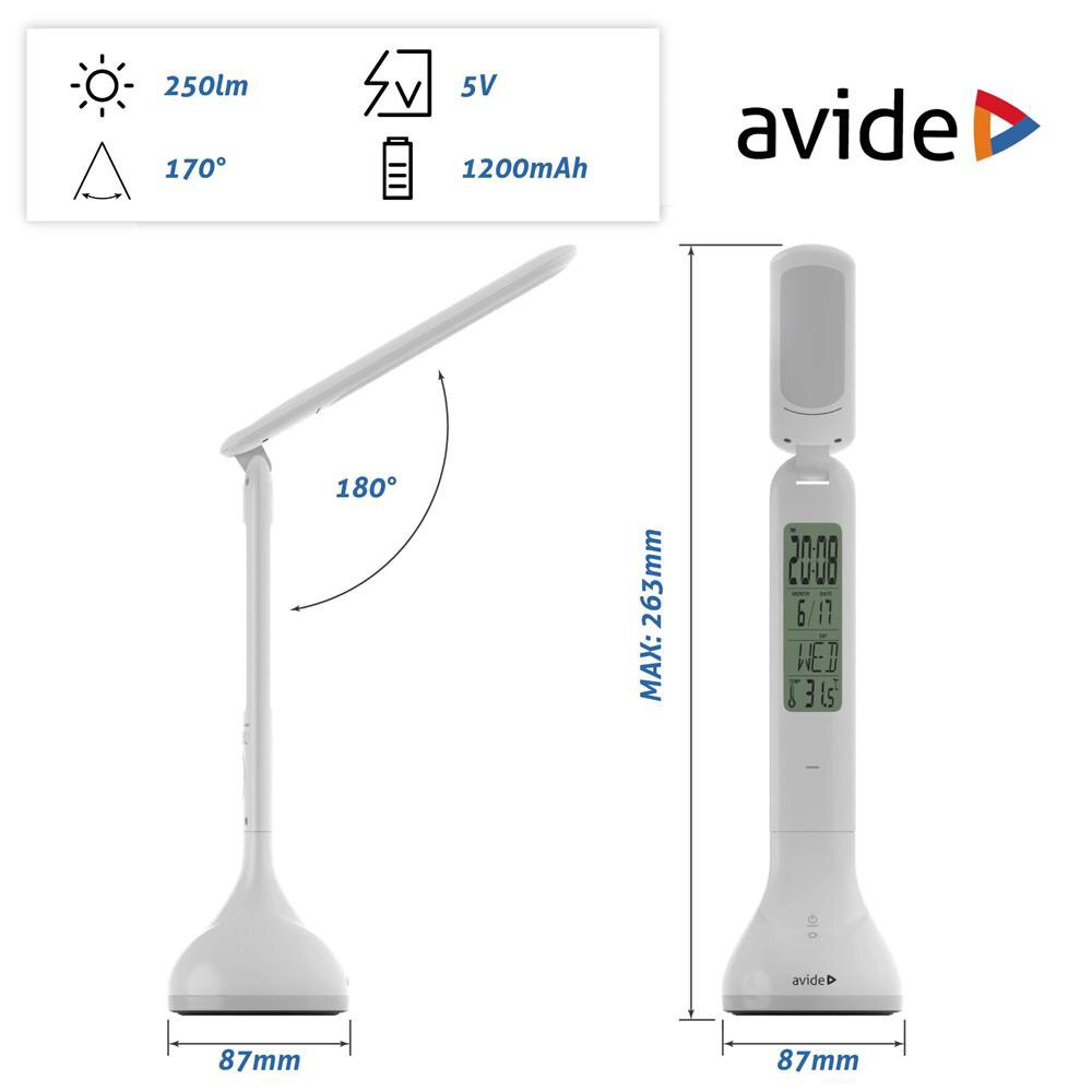Lampa de birou LED AVIDE Calendar, 4W, 250lm, alb