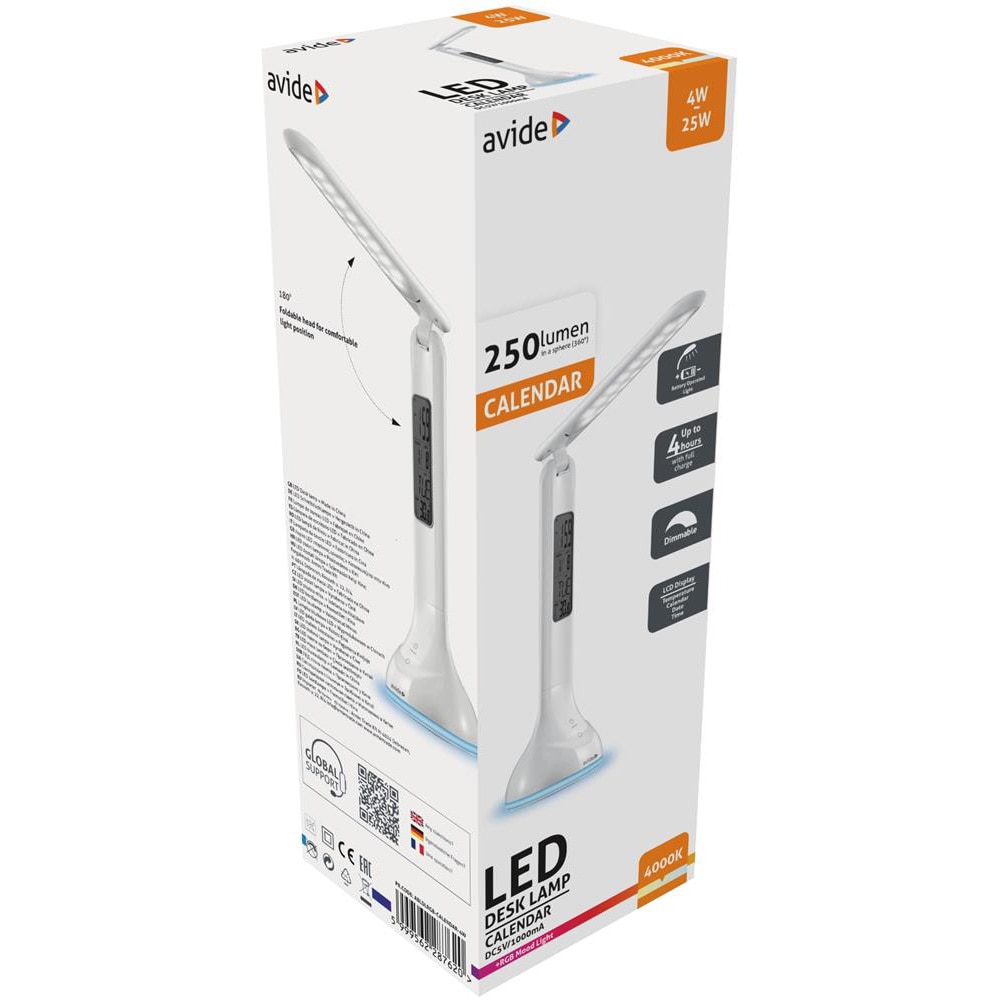 Lampa de birou LED AVIDE Calendar, 4W, 250lm, alb