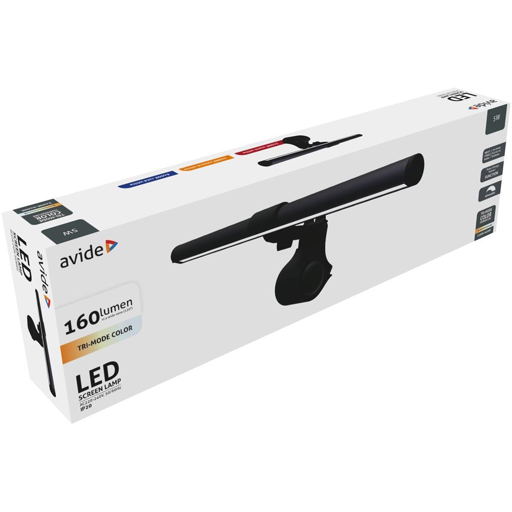 Lampa de monitor LED AVIDE, 5W, 160lm, negru