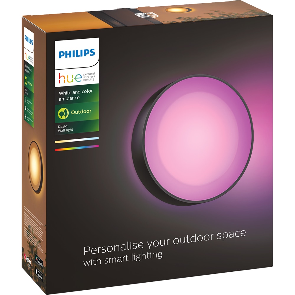 Aplica LED smart PHILIPS Hue Daylo, 15W, 1070 lm, IP44, negru