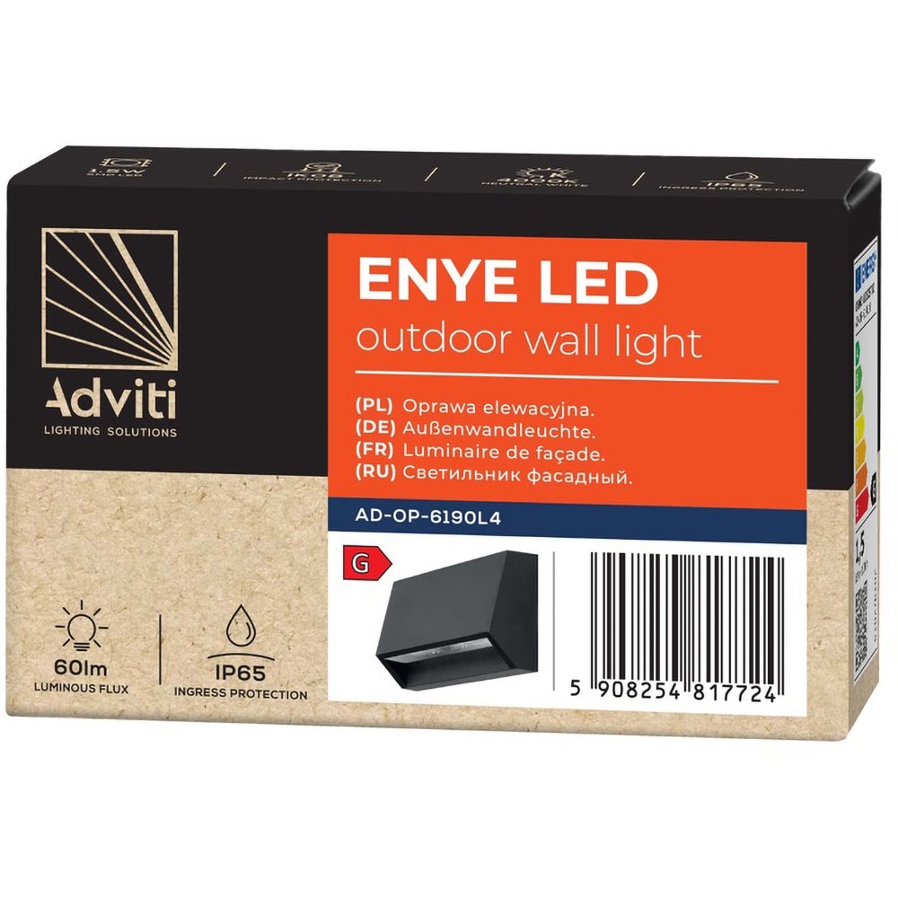 Aplica de exterior ADVITI AD-OP-6190L4, LED, 1.5W, 60lm, Negru