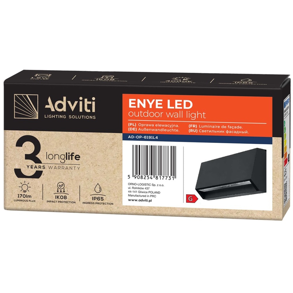 Aplica de exterior ADVITI AD-OP-6191L4, LED, 3W, 170lm, Negru