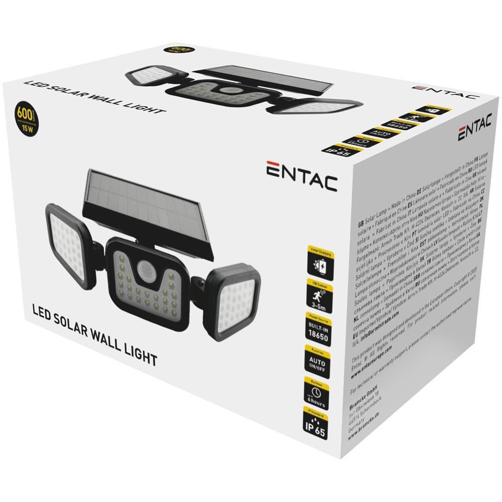 Lampa solara ENTAC, 15W, IP65, negru