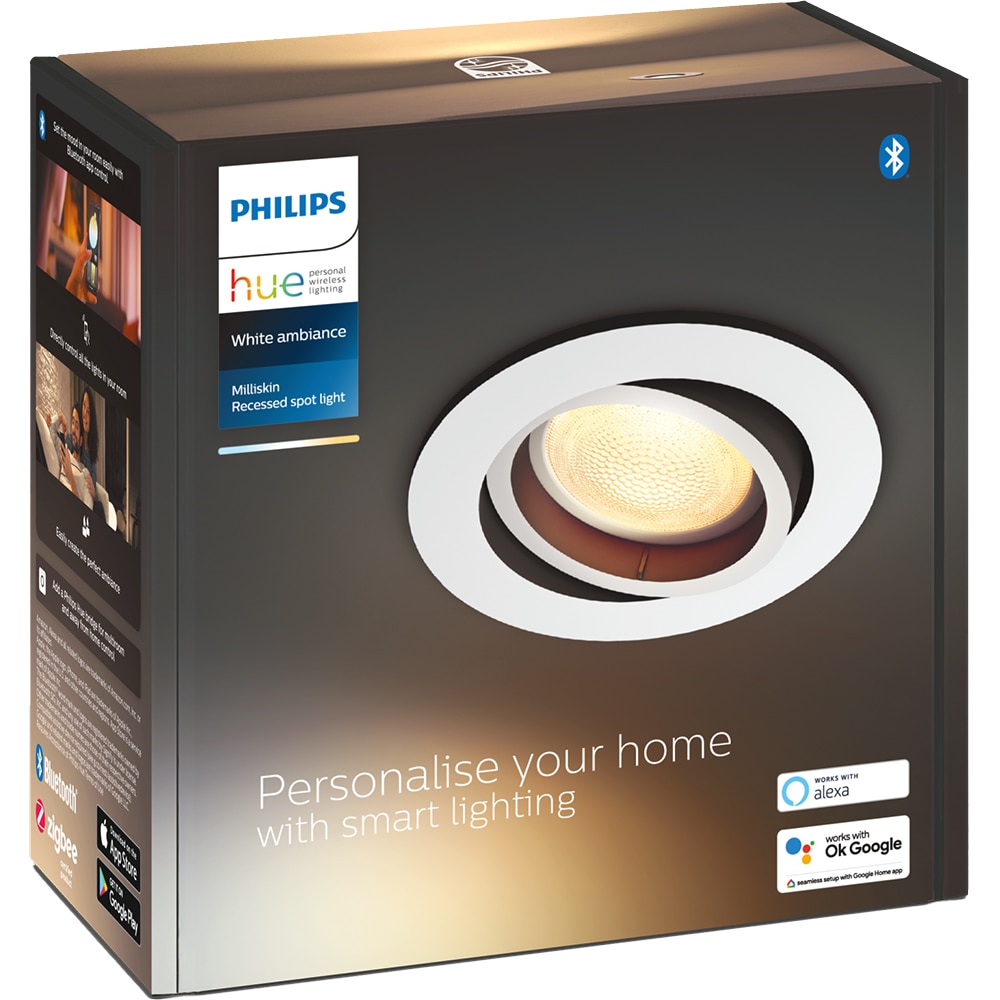 Spot LED Smart PHILIPS Hue Milliskin, 5W, 350lm, Wi-Fi, alb