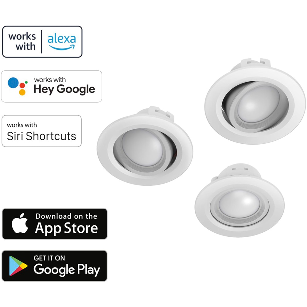 Set 3 spoturi smart incorporate HAMA 00176611, 5W, 350lm, IP20, alb