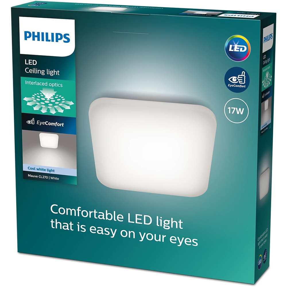 Plafoniera LED PHILIPS Mauve 8718696162811, 17W, 2000lm, lumina rece, alb