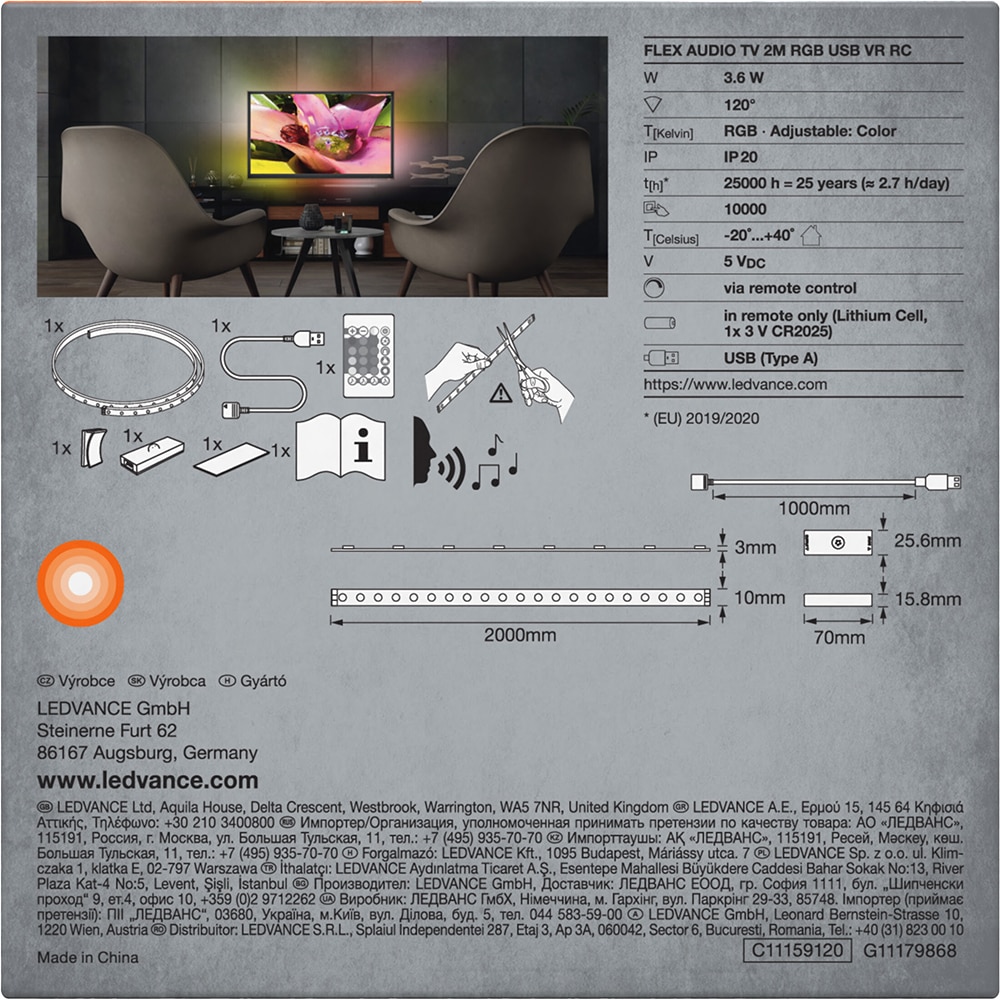 Banda LED TV LEDVANCE 4099854095368, 3.6W, 2m