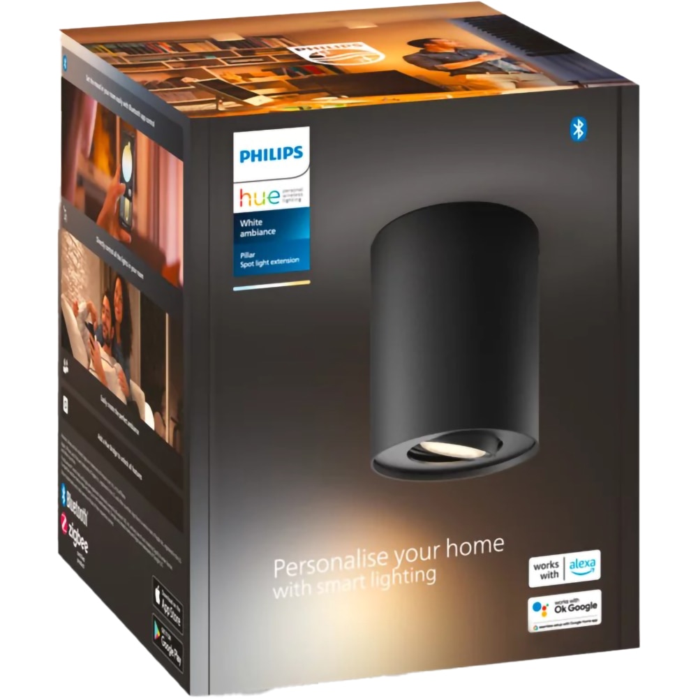 Spot LED PHILIPS HUE 8719514338524, 5W, 350lm, Wi-Fi, Negru