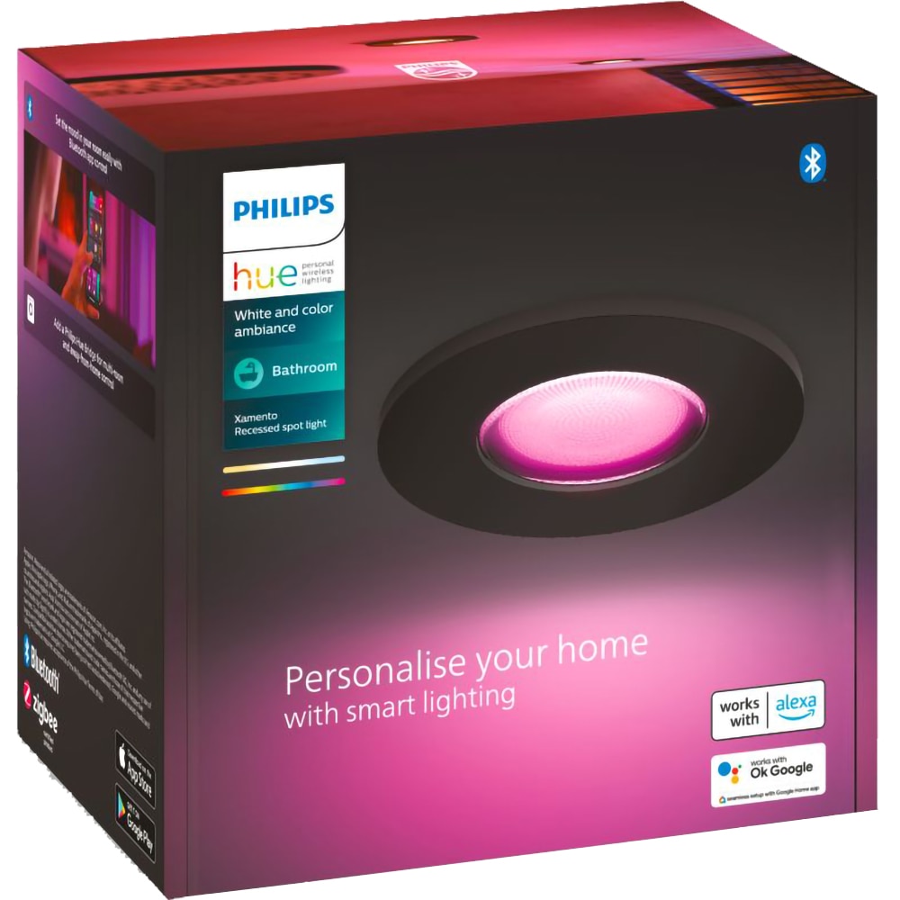 Spot LED smart PHILIPS HUE Xamento 8720169320833, 4.2W, 400lm, IP44, RGB, negru