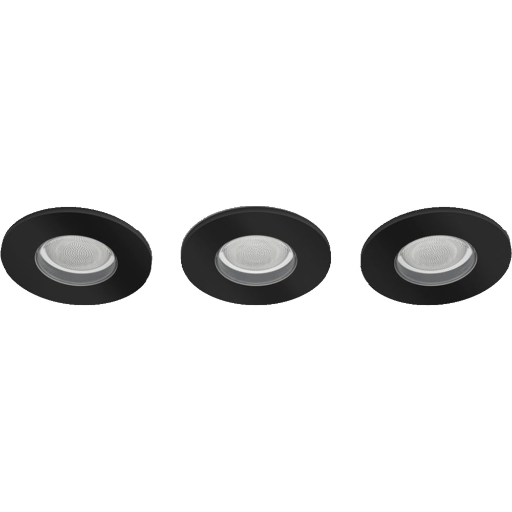 Set 3 spoturi LED smart PHILIPS HUE Xamento 8719514452190, 5.7W, 1050lm, IP44, RGB, negru