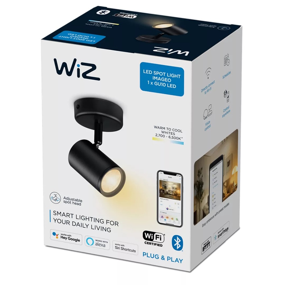 Spot LED WIZ 8719514551817, 5W, 345lm, Wi-Fi, Negru