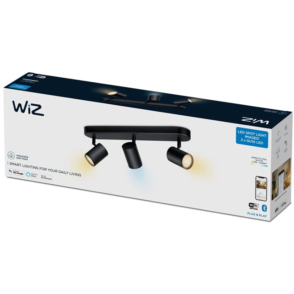 Spot LED WIZ 8719514551855, 5W, 1035lm, Wi-Fi, Negru