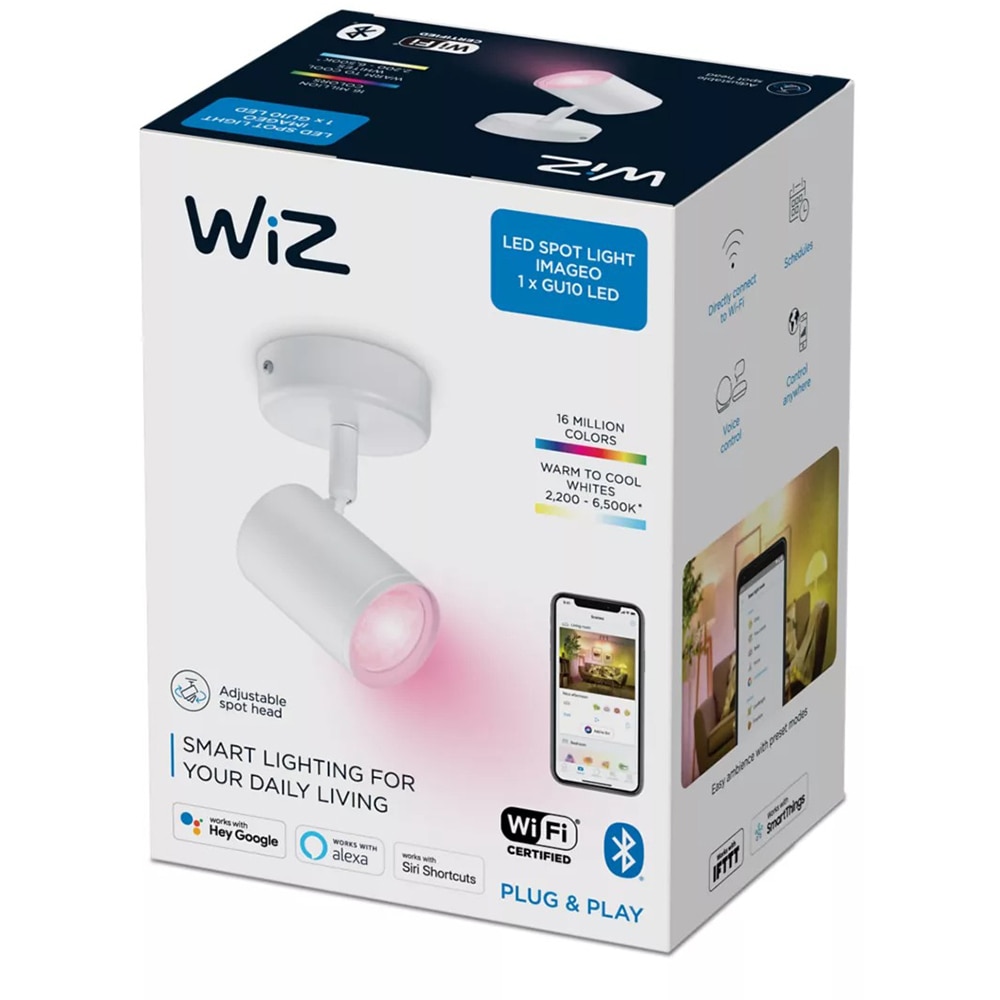 Spot LED WIZ 8719514551879, 5W, 345lm, Wi-Fi, Alb