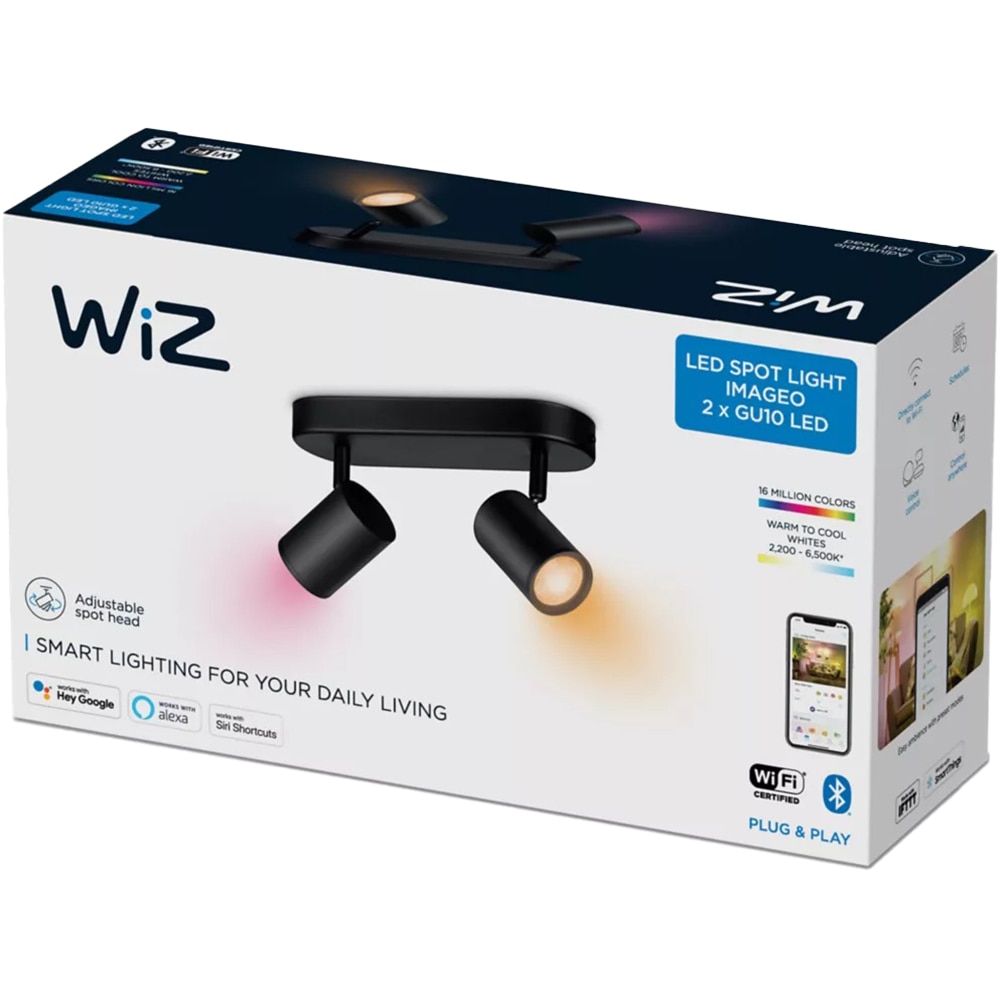 Spot LED WIZ 8719514551954, 5W, 690lm, Wi-Fi, Negru