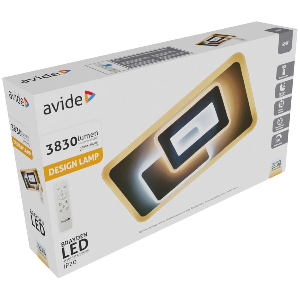 Plafoniera LED AVIDE Brayden, 45W, 3830lm, IP20, alb