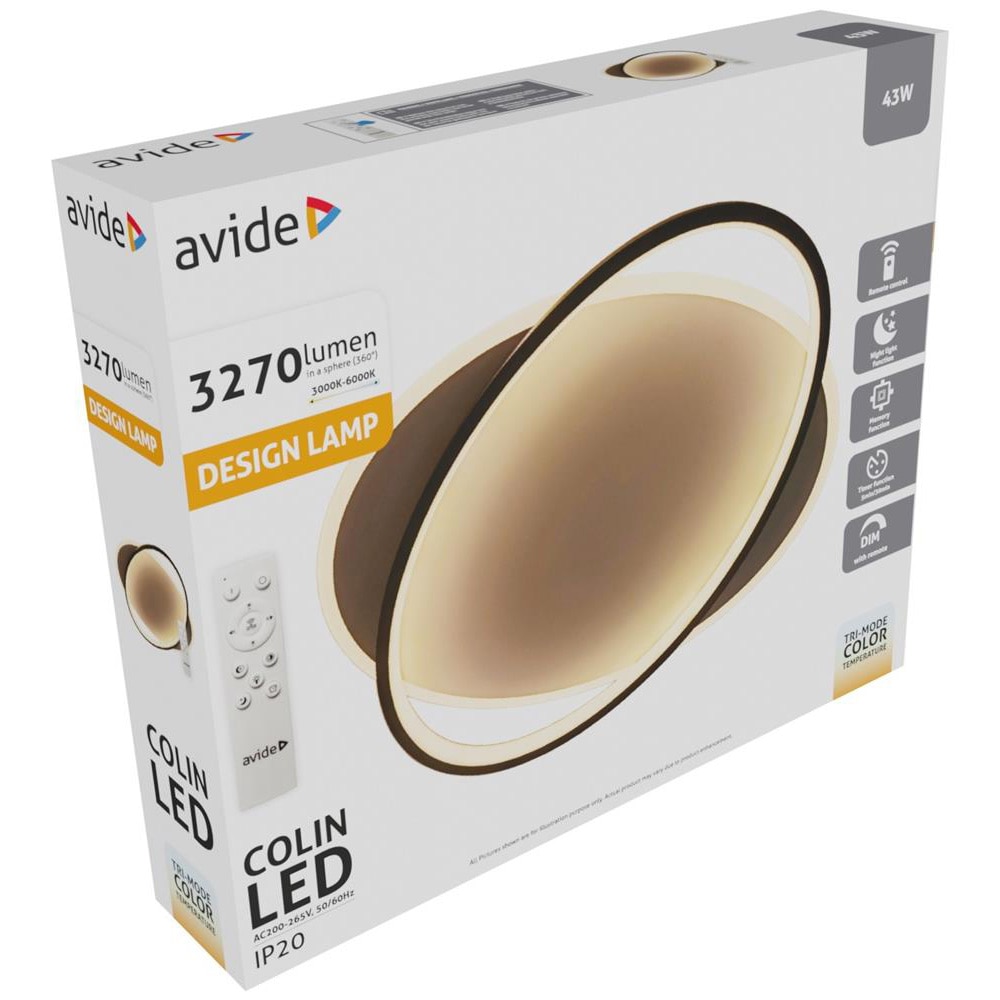 Plafoniera LED AVIDE Colin, 43W, 3270lm, IP20, alb