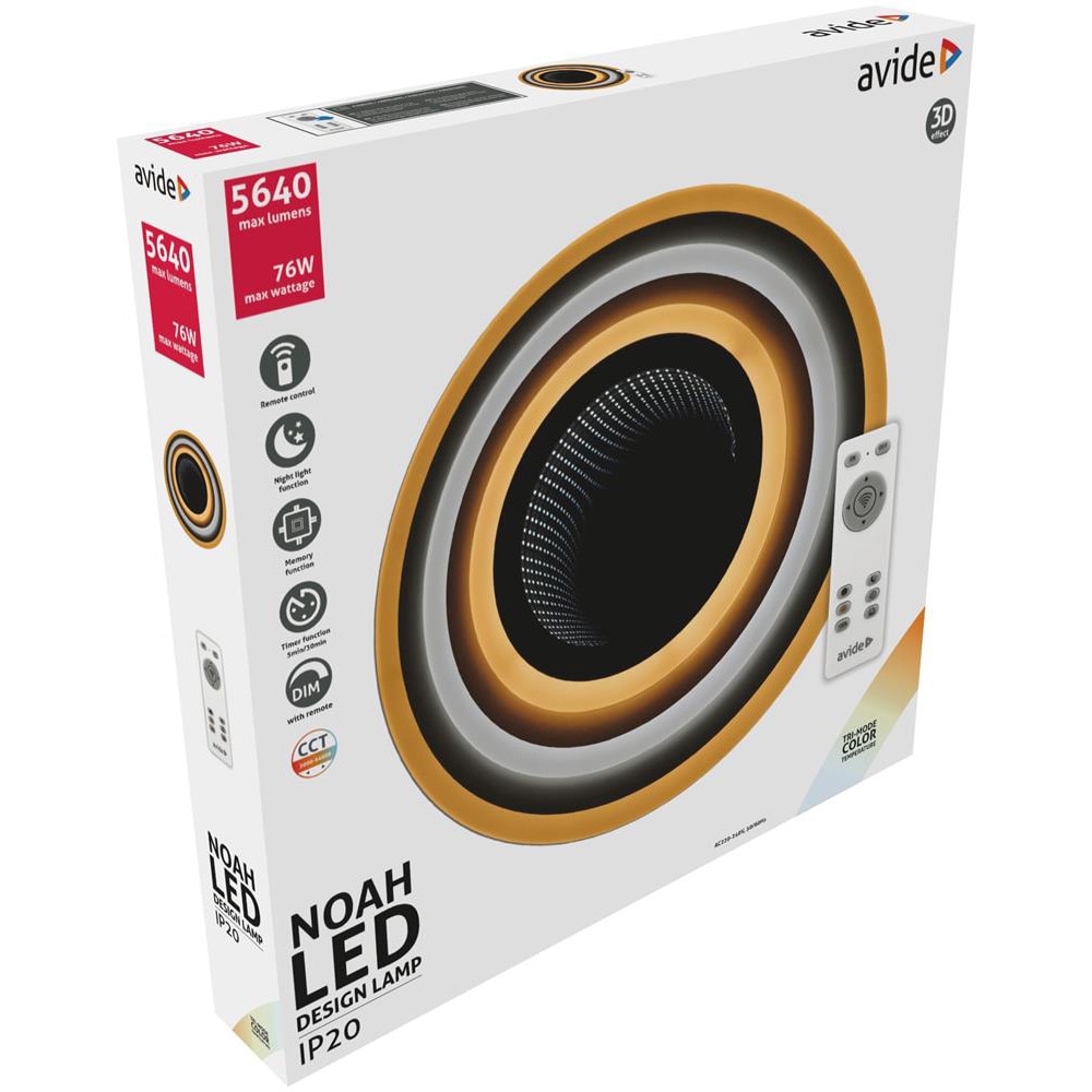 Plafoniera LED AVIDE Noah, 76W, 5640lm, IP20, alb