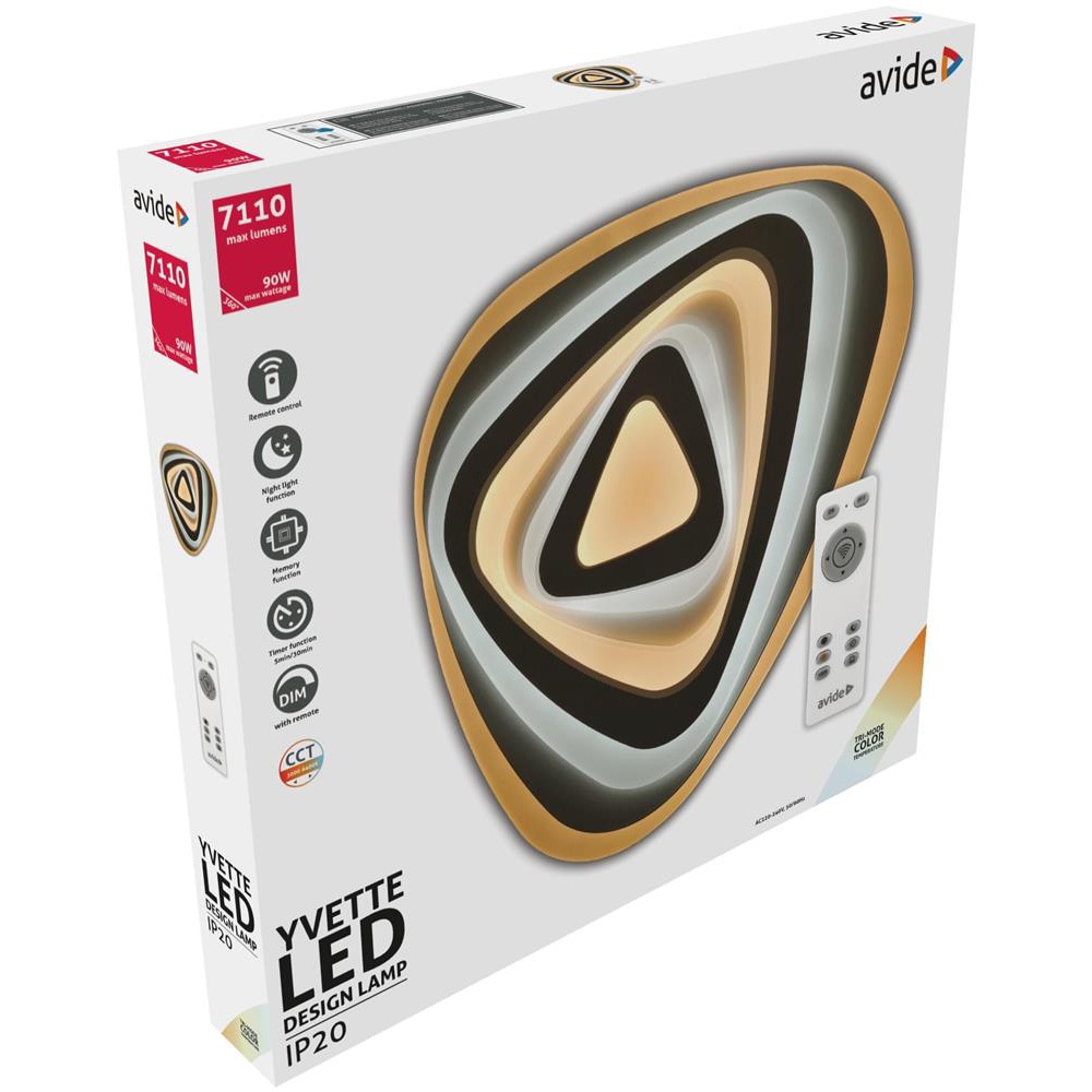 Plafoniera LED AVIDE Yvette, 90W, 7110lm, IP20, alb