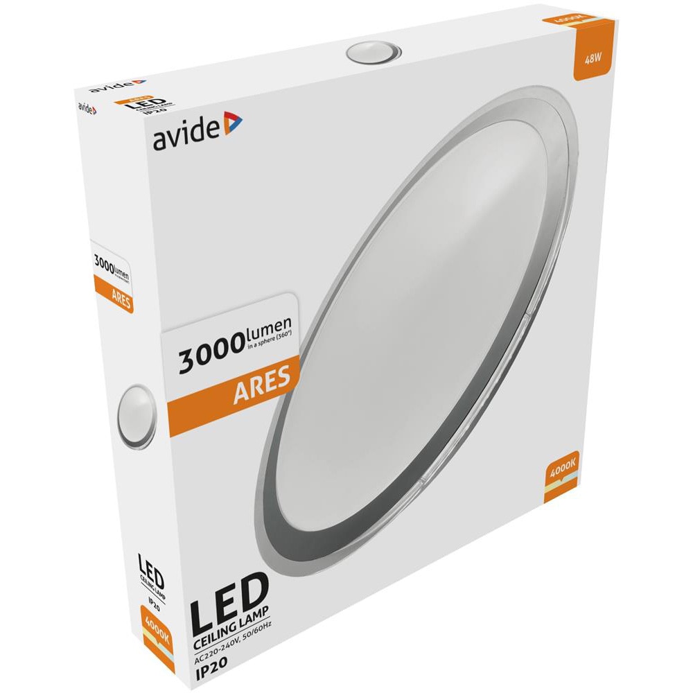 Plafoniera LED AVIDE Ares, 48W, 3000lm, IP20, alb