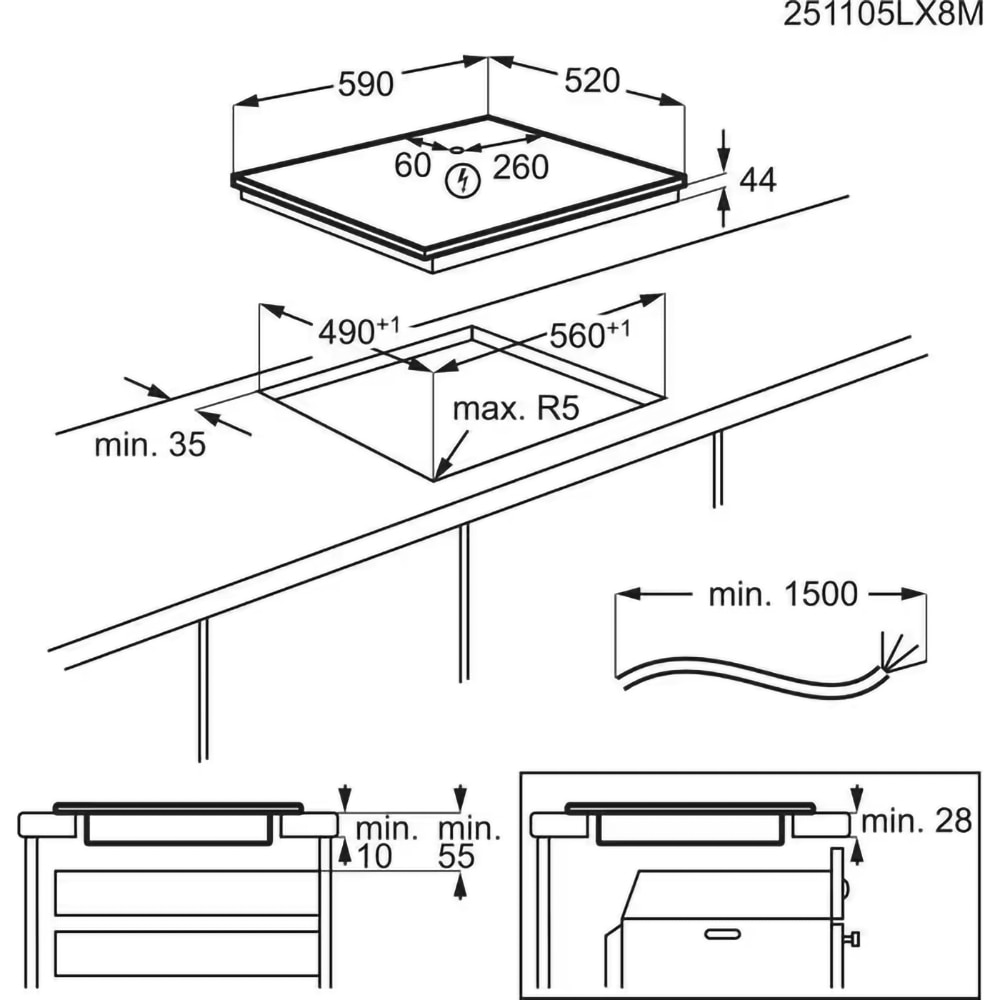Plita incorporabila ELECTROLUX CIS62450, Inductie, 4 arzatoare, Touch control, negru