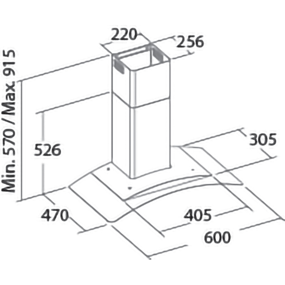 Hota decorativa CATA CK 6000 BK, 1 motor, 380 m3/h, L 60 cm, negru