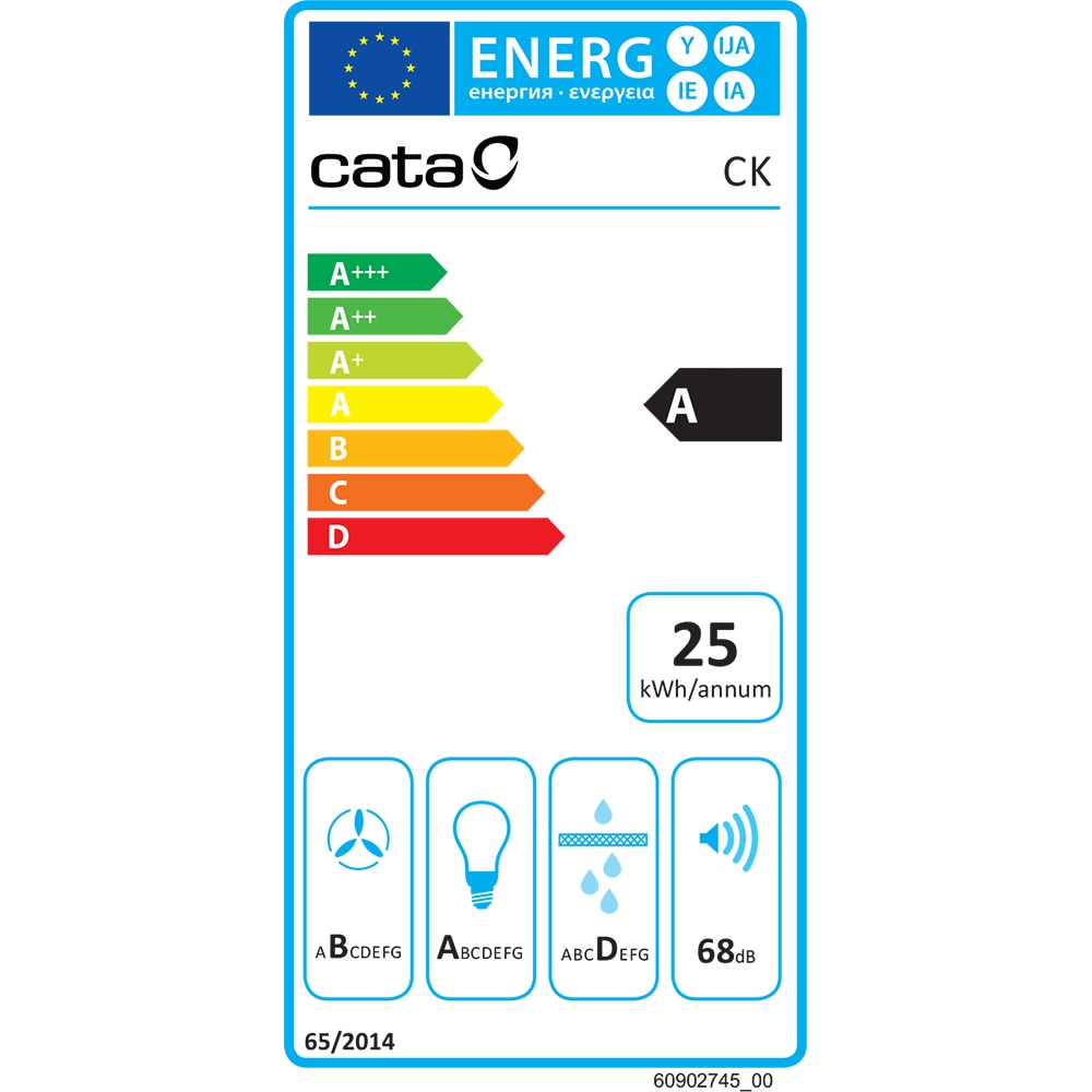 Hota decorativa CATA CK 6000 BK, 1 motor, 380 m3/h, L 60 cm, negru
