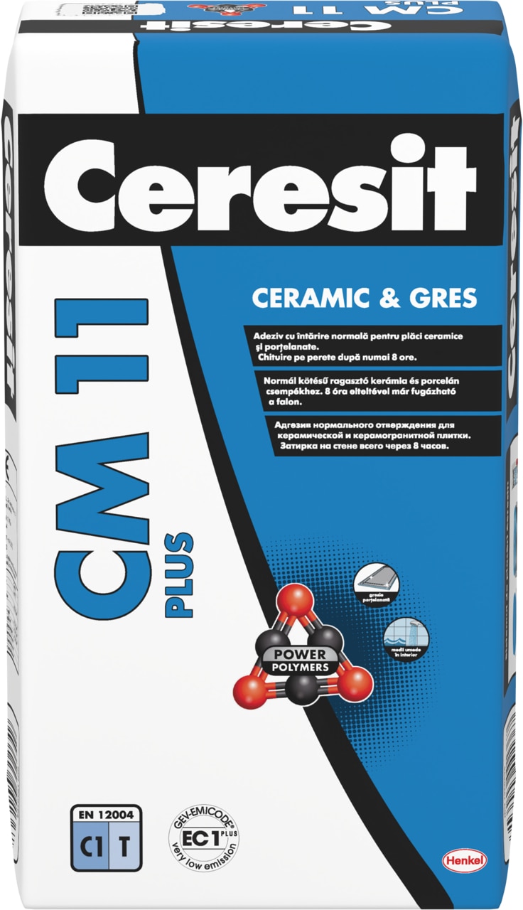 Adeziv pentru gresie si faianta, gri, 25 kg  Henkel Ceresit CM 11 plus