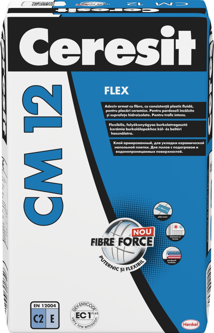 Adeziv pentru gresie si faianta, gri, 25 kg  Henkel Ceresit CM 12