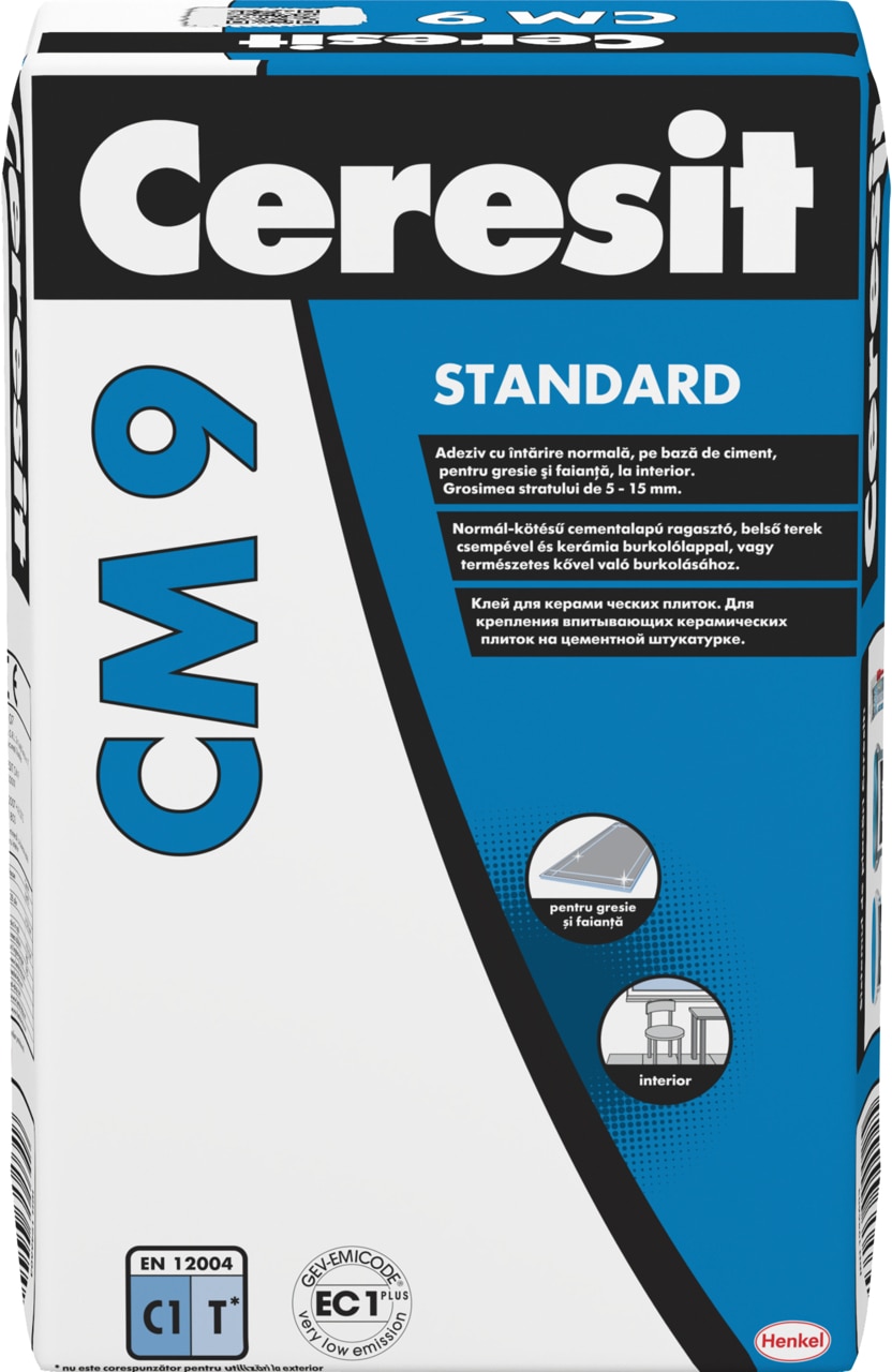 Adeziv pentru gresie si faianta, gri, 25 kg  Henkel Ceresit CM 9