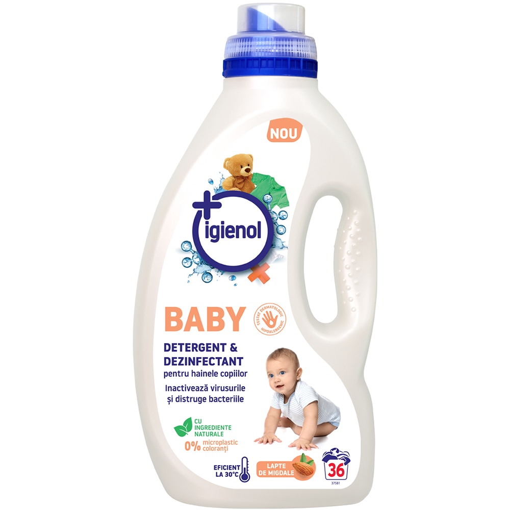 Detergent lichid IGIENOL Baby Lapte de migdale, 1.8 l, 36 spalari