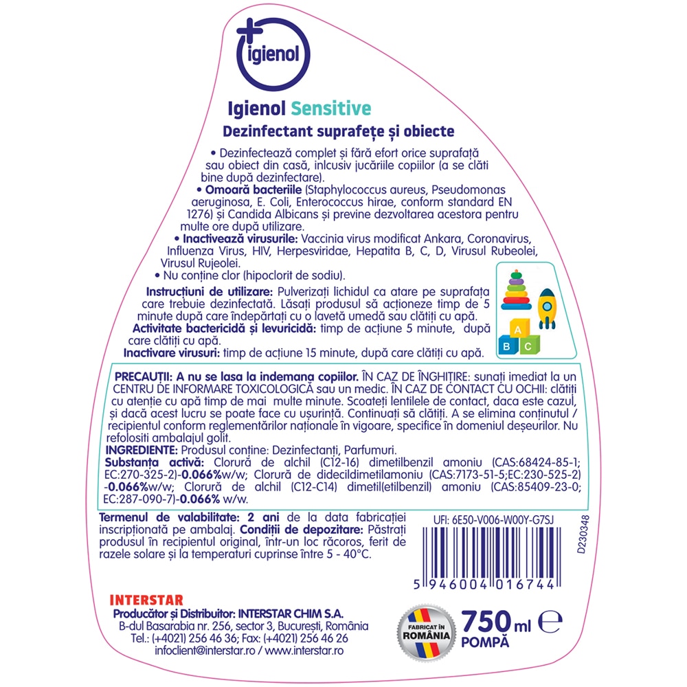 Solutie dezinfectanta IGIENOL Sensitive, 750 ml