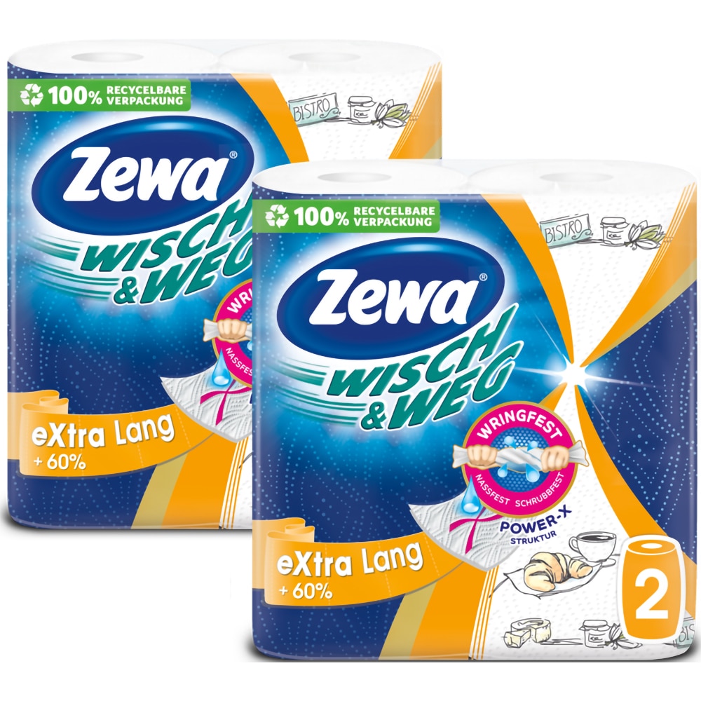 Prosoape de hartie ZEWA Wisch&Weg Design, 2 straturi, 4 role, 288 foi