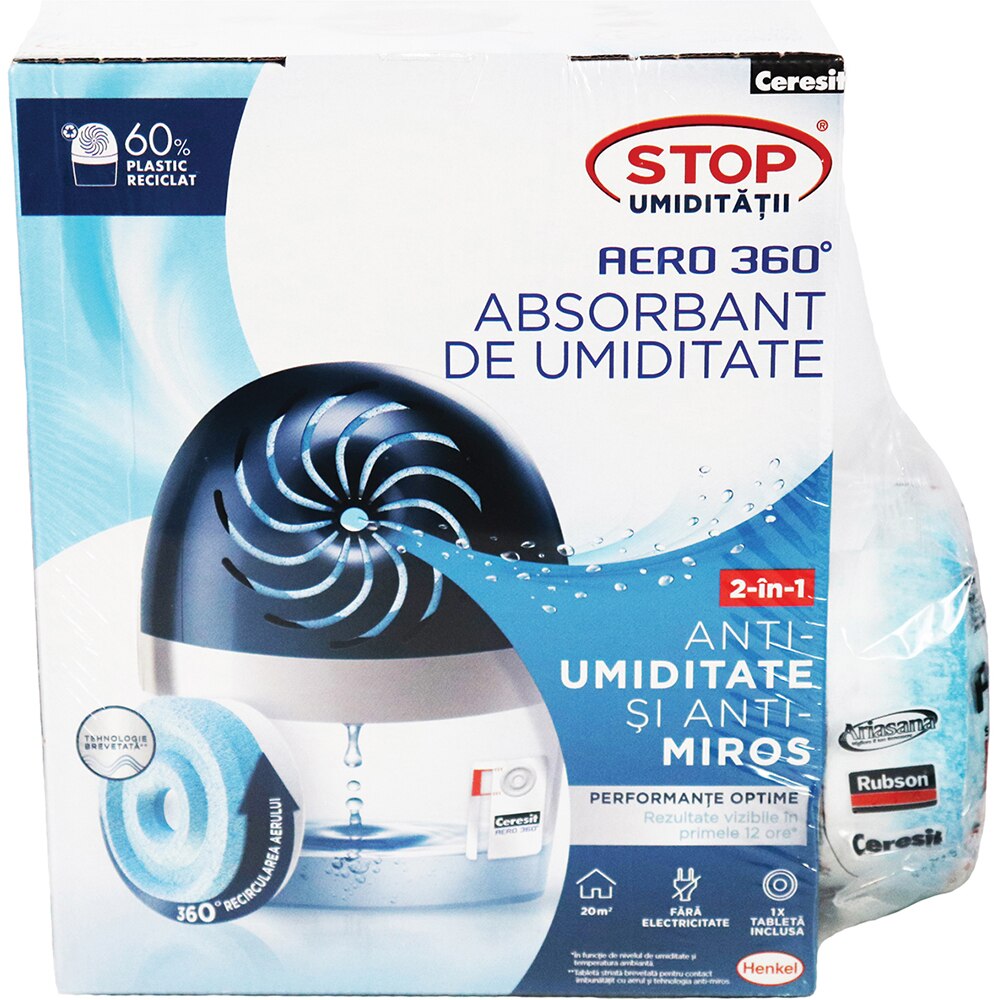 Pachet absorbant umiditate CERESIT Aero 360, 450 g + Rezerva, 450 g