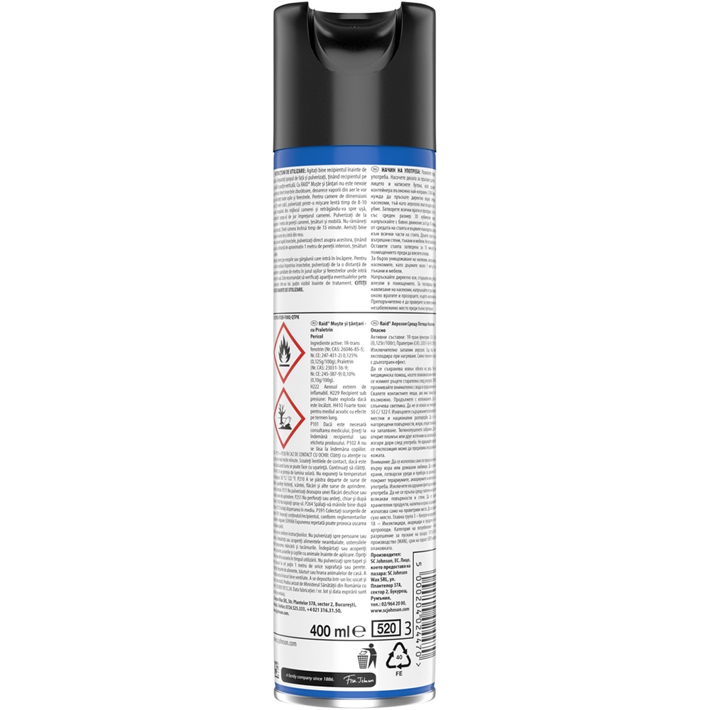 Spray anti-muste si tantari RAID, 400 ml