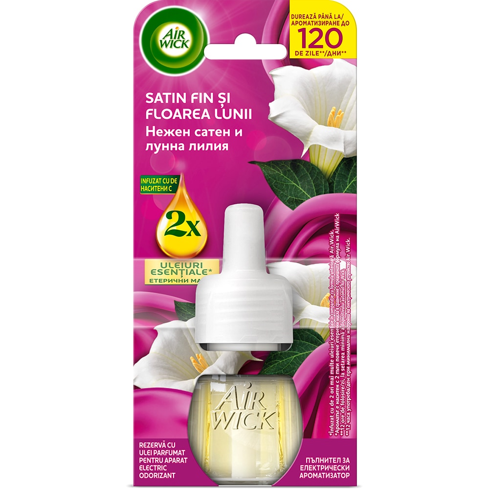 Rezerva odorizant de camera electric AIR WICK, Satin fin si Floarea lunii, 19 ml
