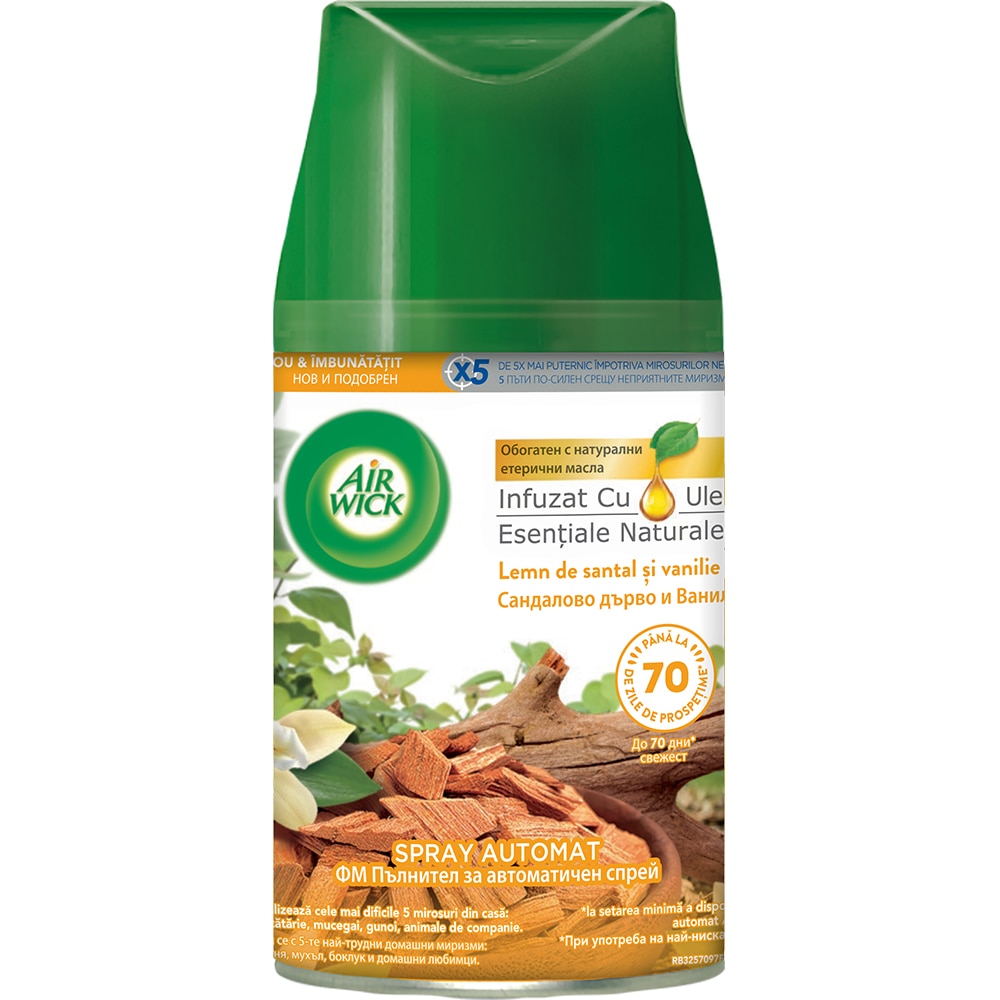Rezerva odorizant de camera automat AIR WICK Fresh, Lemn de Santal & Vanilie, 250 ml