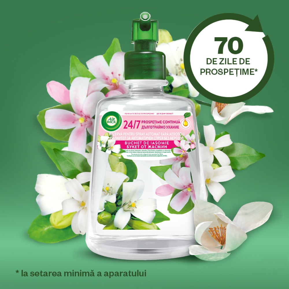 Rezerva odorizant de camera fara aerosoli AIR WICK, Buchet de Iasomie, 228 ml