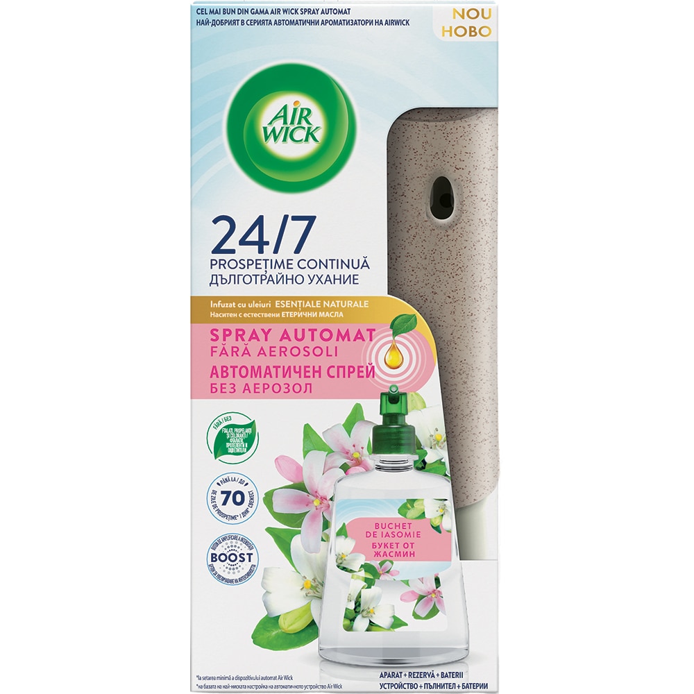 Odorizant de camera automat fara aerosoli AIR WICK, Buchet de Iasomie, 228 ml