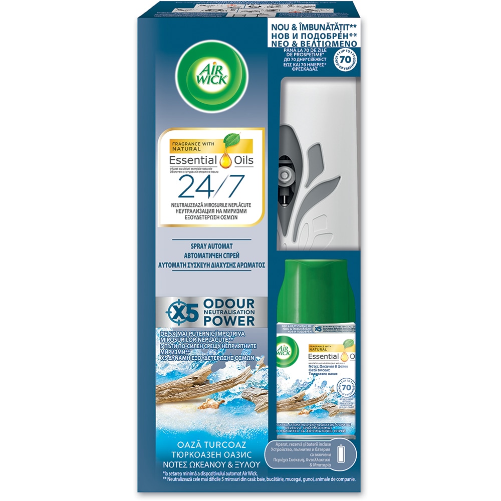Kit odorizant de camera automat AIR WICK, Oaza turcoaz, 250 ml