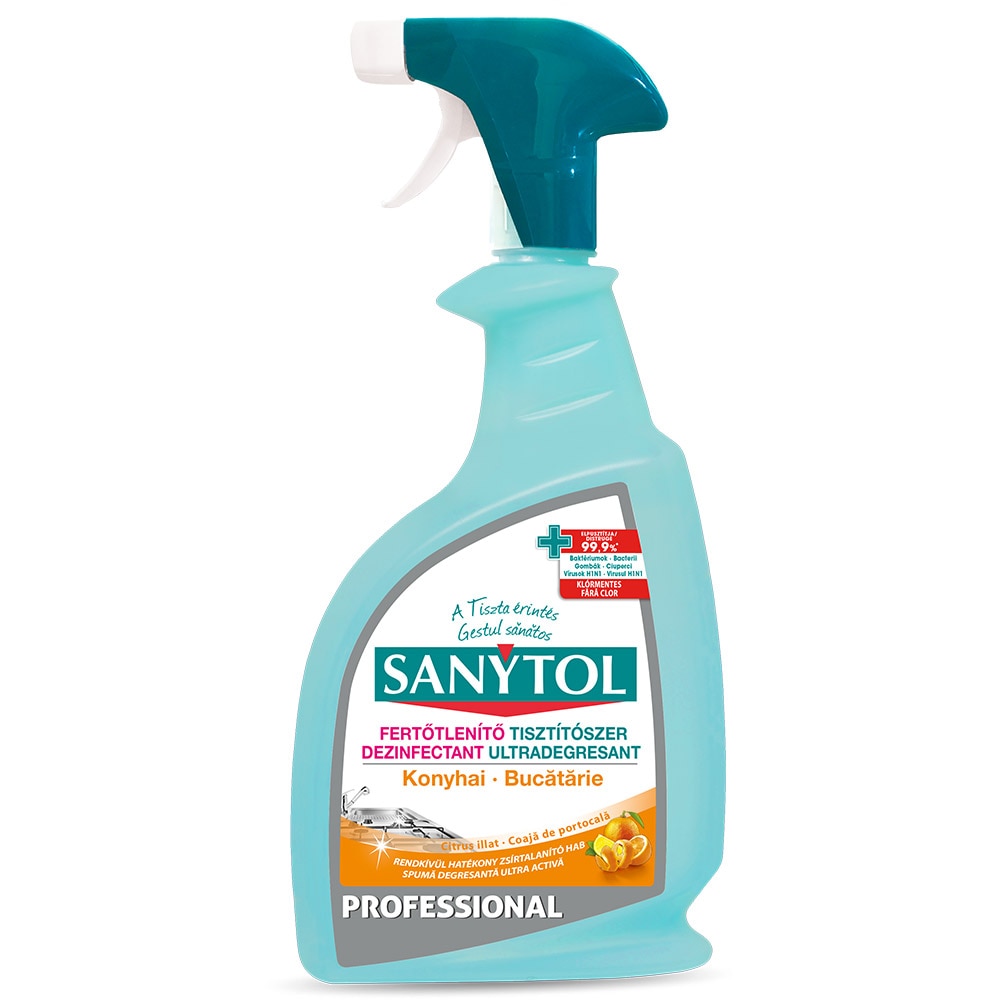 Dezinfectant ultradegresant SANYTOL Professional, Coaja de portocala, 750 ml