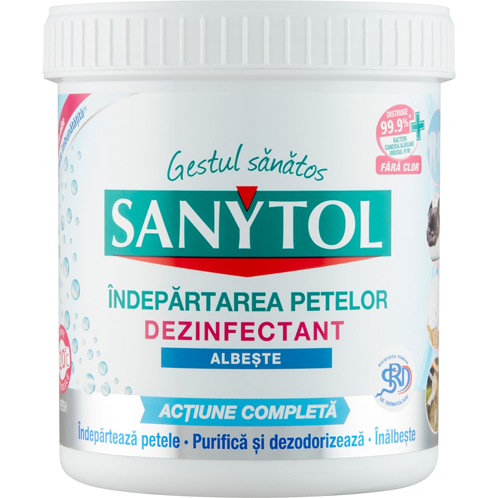 Dezinfectant pudra pentru rufe albe SANYTOL, 450g