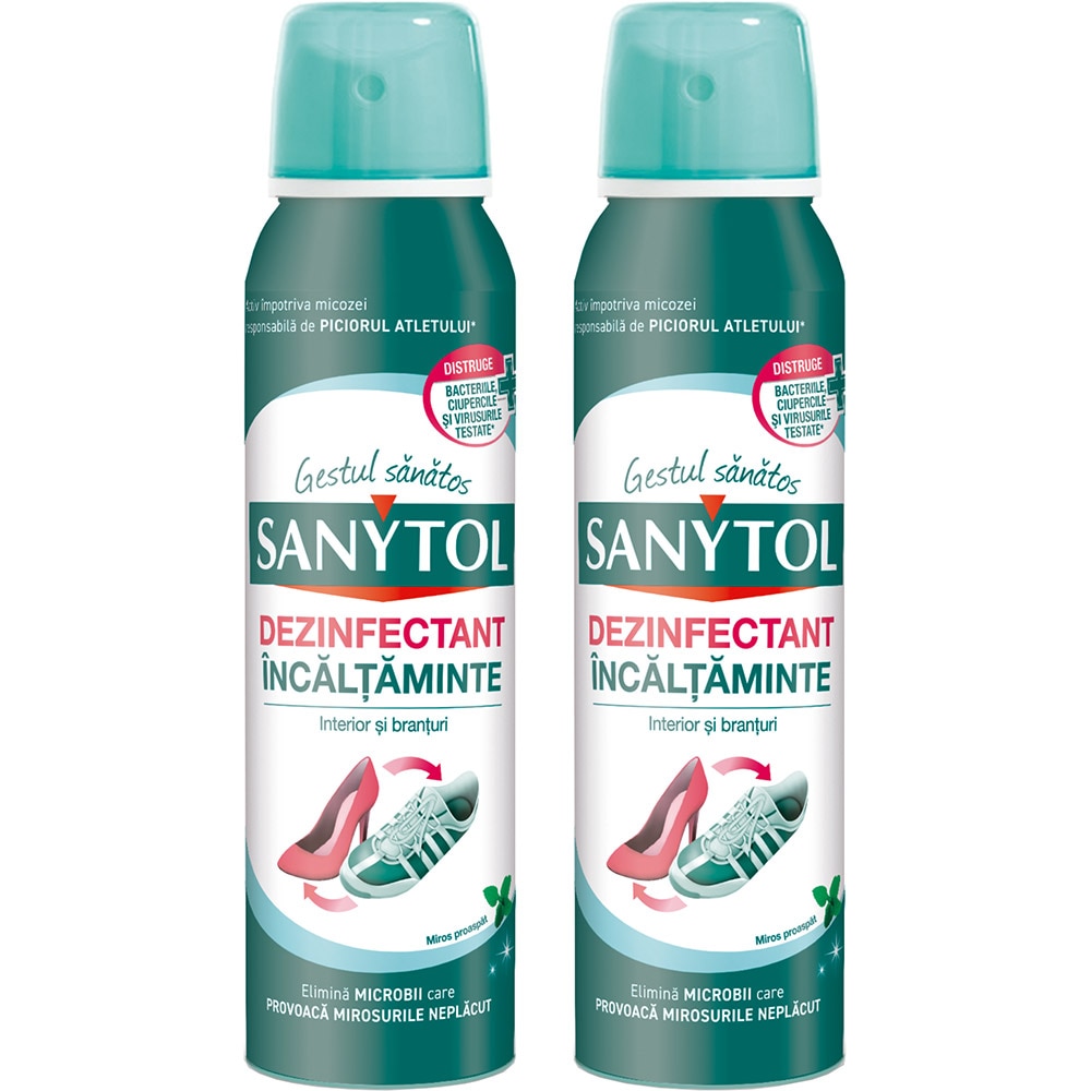 Pachet dezinfectant incaltaminte SANYTOL Flori de munte, 2 x 150 ml