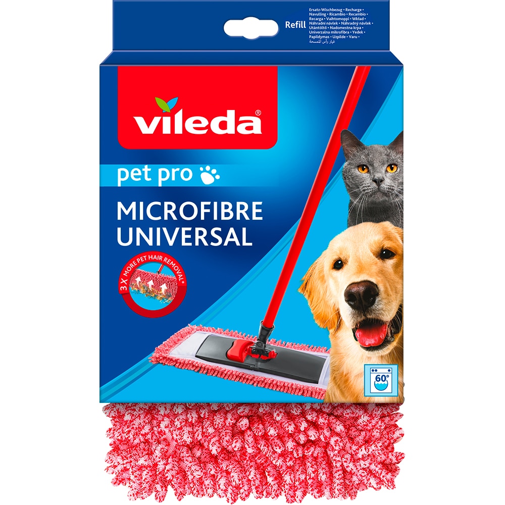 Rezerva mop plat VILEDA Pet Pro Universal, microfibra, rosu