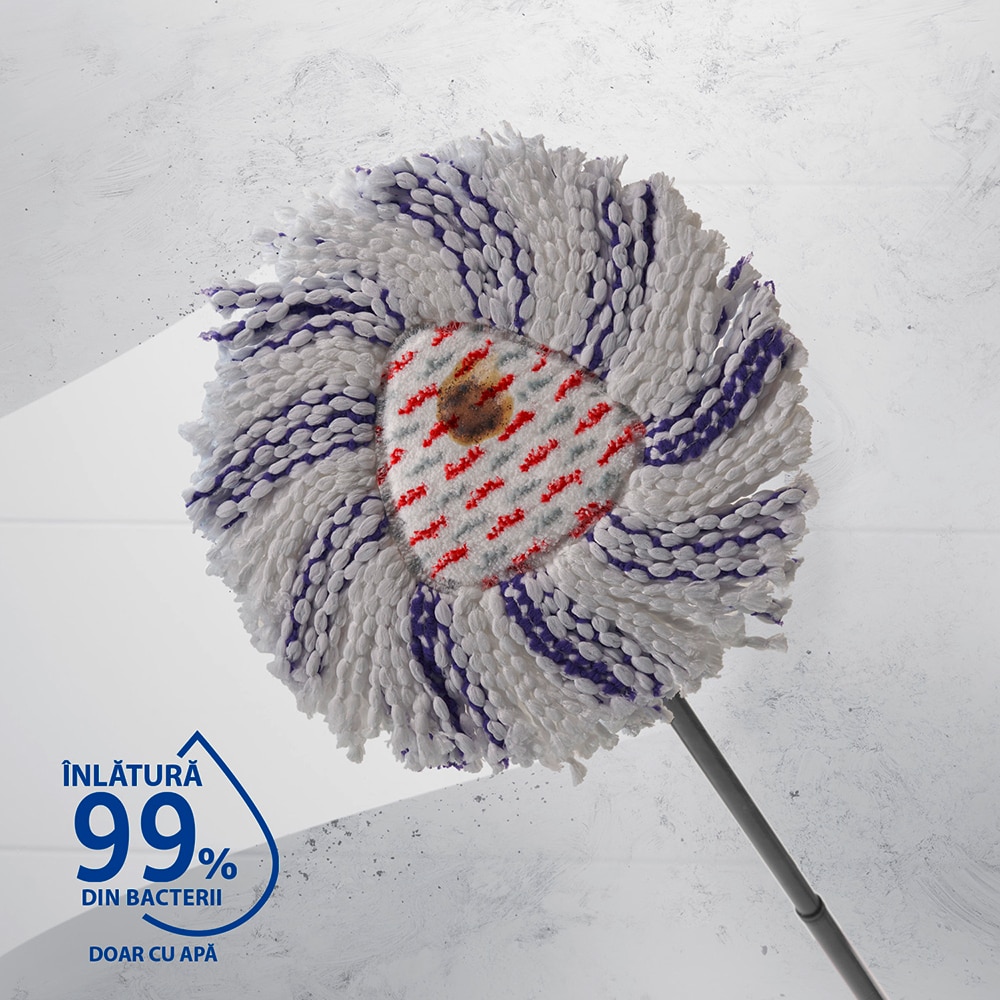 Set galeata cu storcator + mop + maner VILEDA Turbo 3in1, rosu-negru