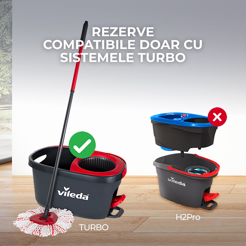 Rezerva mop VILEDA Turbo Deep Clean, microfibra, alb