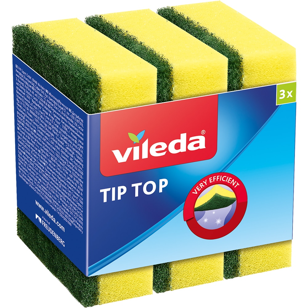 Burete de vase VILEDA Tip Top 46090, 3 bucati, galben-verde