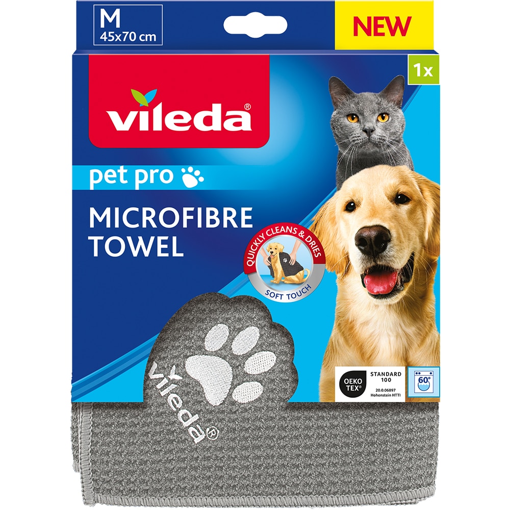 Prosop microfibra VILEDA Pet Pro M, 45 x 70 cm, gri