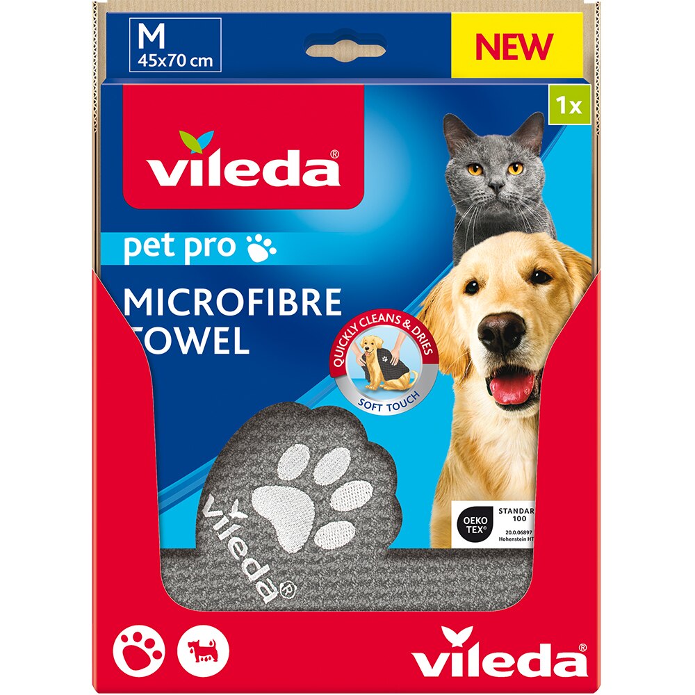 Prosop microfibra VILEDA Pet Pro M, 45 x 70 cm, gri