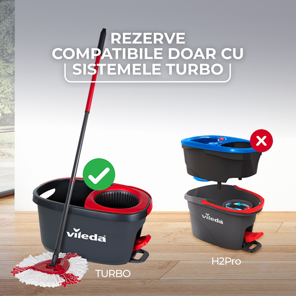 Rezerva mop VILEDA Turbo Extra, alb-rosu